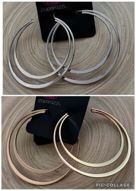 Set of 2 - Paparazzi Double Hoop Earrings Set - Silver and Gold